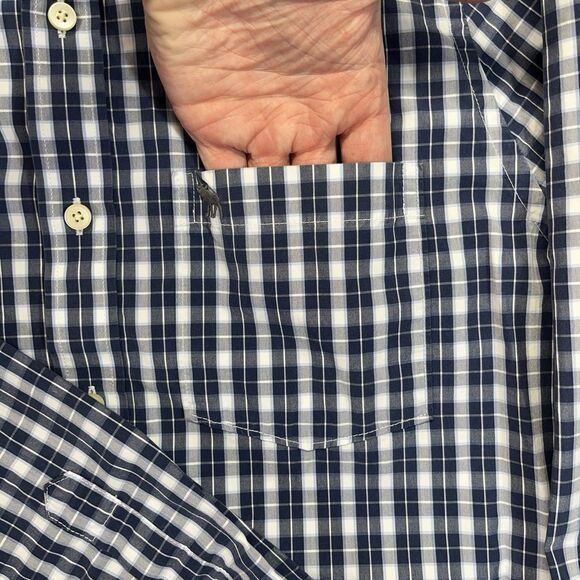 Abercrombie & Fitch Muscle Shirt Mens XXL 2XL Blue Plaid Long Sleeve Pocket - Picture 3 of 10